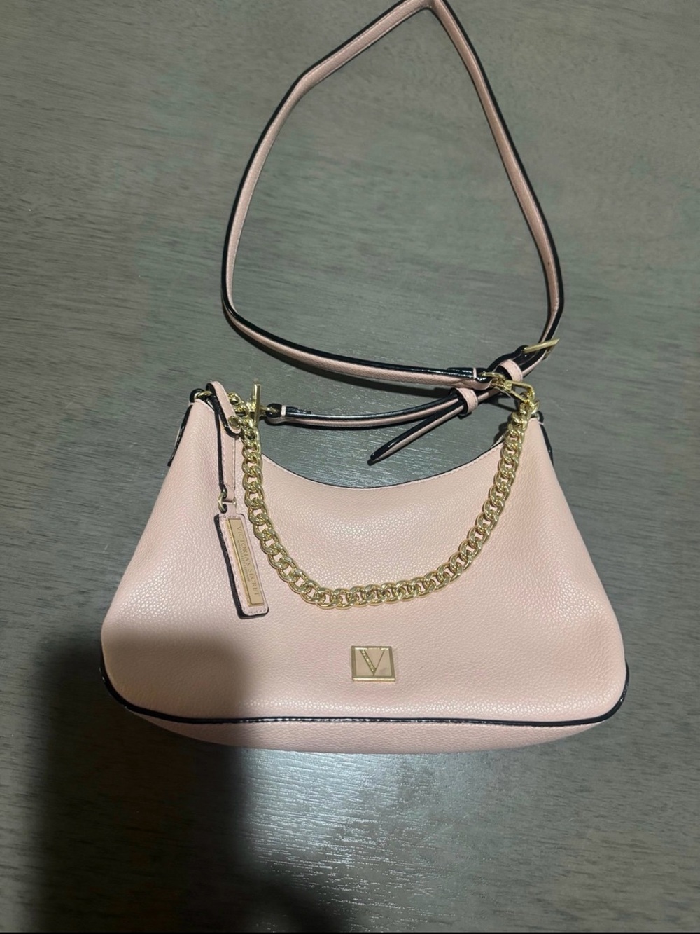 Victoria's Secret Blush Pink Crossbody Bag with Gold Chain